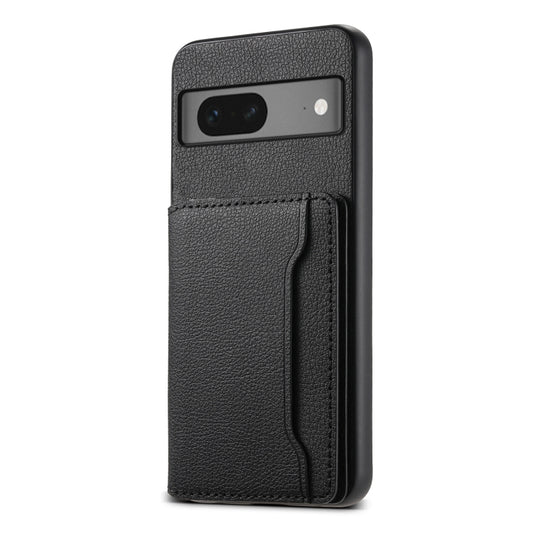 For Google Pixel 7 5G Calf Texture Card Bag Design Full Coverage Phone Case(Black) - Google Cases by buy2fix | Online Shopping UK | buy2fix