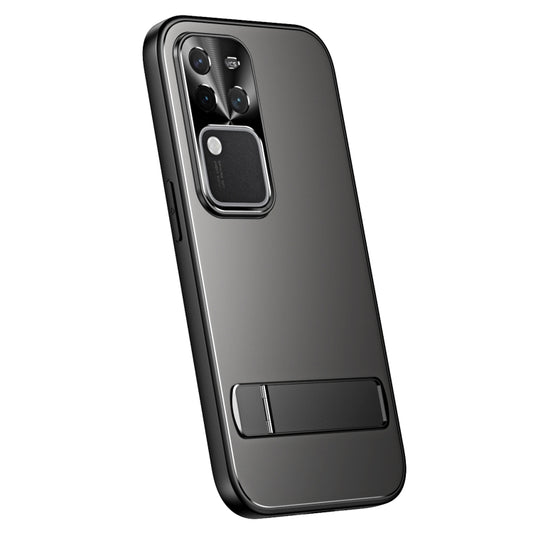 For vivo S18 Pro R-JUST RJ-61 Electroplating Frosted TPU + PC Phone Case with Holder(Grey) - S18 Pro Cases by R-JUST | Online Shopping UK | buy2fix