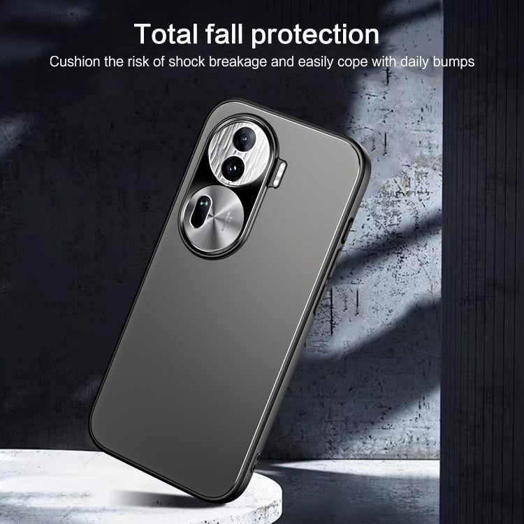 For OPPO Reno11 Global R-JUST RJ-61 Electroplating Frosted TPU + PC Phone Case(Silver) - Reno11 Cases by R-JUST | Online Shopping UK | buy2fix