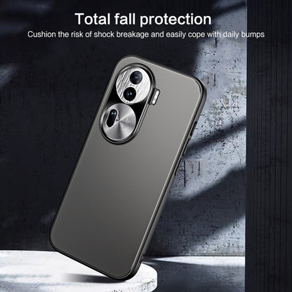 For OPPO Reno11 Pro Global R-JUST RJ-61 Electroplating Frosted TPU + PC Phone Case with Holder(Silver) - Reno11 Pro Cases by R-JUST | Online Shopping UK | buy2fix