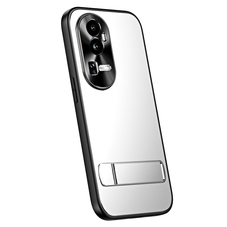 For OPPO Reno10 Pro+ Global R-JUST RJ-61 Electroplating Frosted TPU + PC Phone Case with Holder(Silver) - OPPO Cases by R-JUST | Online Shopping UK | buy2fix