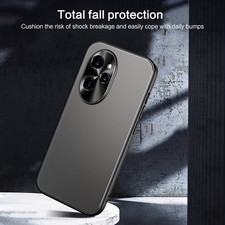 For Honor 100 Pro R-JUST RJ-61 Electroplating Frosted TPU + PC Phone Case with Holder(Grey) - Honor Cases by R-JUST | Online Shopping UK | buy2fix