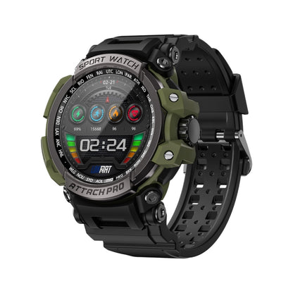 LOKMAT ATTACK 2 Pro 1.39 inch BT5.1 Smart Sport Watch, Support Bluetooth Call / Sleep / Heart Rate / Blood Pressure Health Monitor(Black Green) - Smart Watches by Lokmat | Online Shopping UK | buy2fix