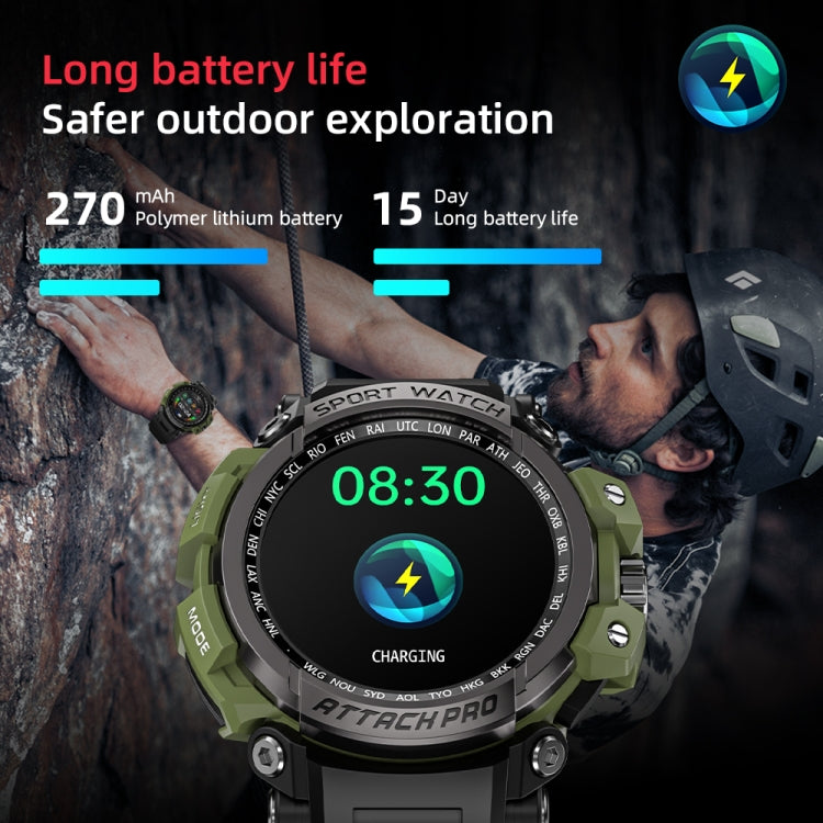 LOKMAT ATTACK 2 Pro 1.39 inch BT5.1 Smart Sport Watch, Support Bluetooth Call / Sleep / Heart Rate / Blood Pressure Health Monitor(Black Green) - Smart Watches by Lokmat | Online Shopping UK | buy2fix