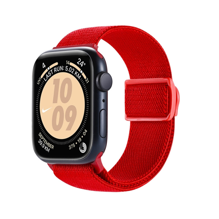 For Apple Watch Ultra 49mm Carbon Fiber Texture Snap Buckle Nylon Watch Band(Red) - Watch Bands by buy2fix | Online Shopping UK | buy2fix