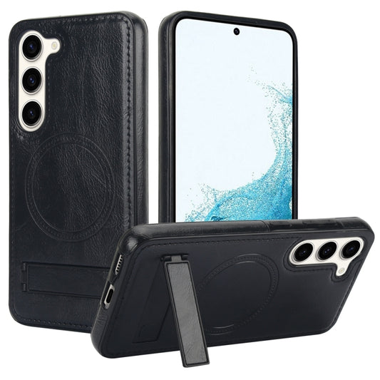 For Samsung Galaxy S23+ 5G Retro Leather Invisible Stand MagSafe Phone Case(Black) - Galaxy S23+ 5G Cases by buy2fix | Online Shopping UK | buy2fix