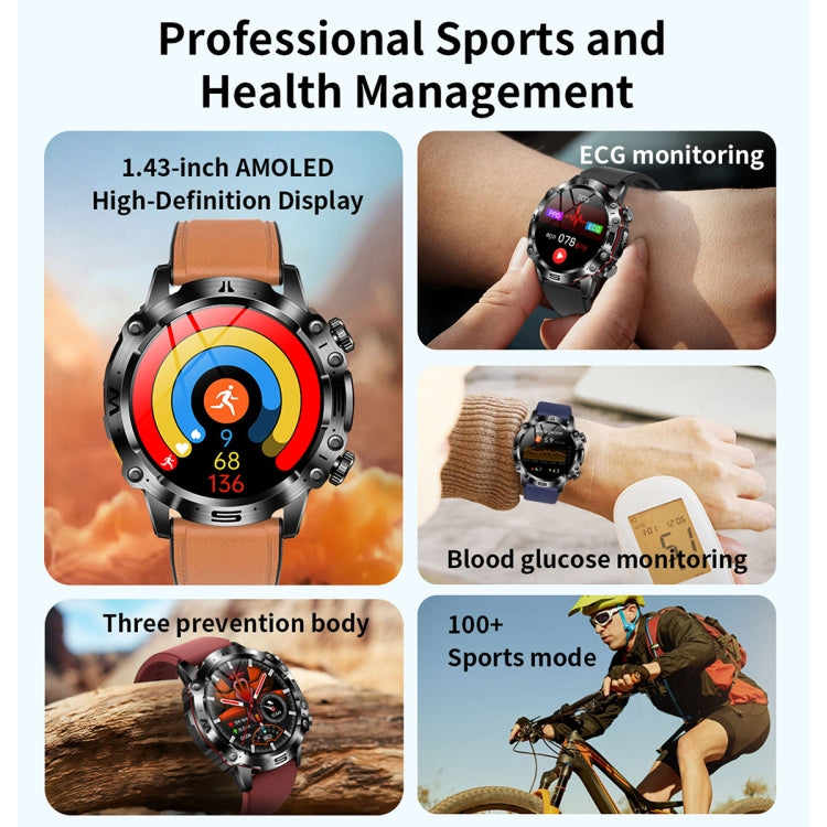 ET482 1.43 inch AMOLED Screen Sports Smart Watch Support Bluethooth Call /  ECG Function(Red Silicone Band) - Smart Watches by buy2fix | Online Shopping UK | buy2fix