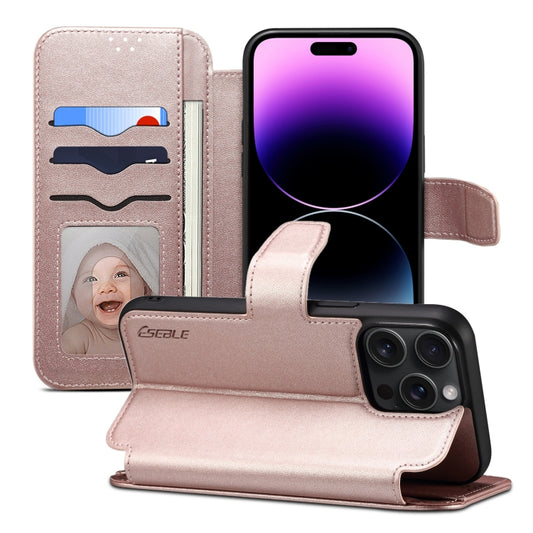 For iPhone 14 Pro ESEBLE E1 Nappa Texture MagSafe Holder Leather Phone Case(Rose Gold) - iPhone 14 Pro Cases by ESEBLE | Online Shopping UK | buy2fix