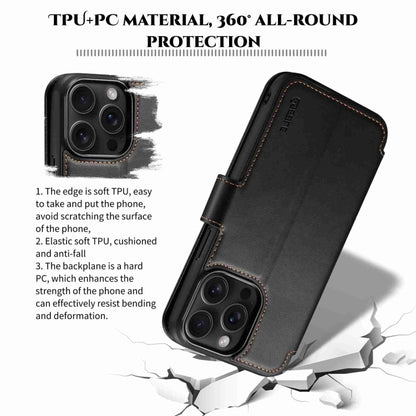 For iPhone 15 ESEBLE E1 Nappa Texture MagSafe Holder Leather Phone Case(Black) - iPhone 15 Cases by ESEBLE | Online Shopping UK | buy2fix