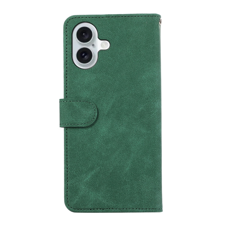 For iPhone 16 ABEEL Color Block Magnetic RFID Leather Phone Case(Green-Black) - iPhone 16 Cases by buy2fix | Online Shopping UK | buy2fix