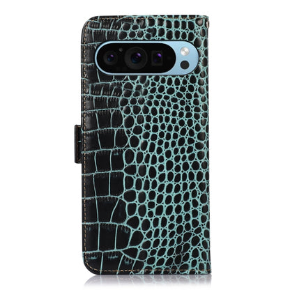 For Google Pixel 9 Crocodile Top Layer Cowhide Leather Phone Case(Green) - Google Cases by buy2fix | Online Shopping UK | buy2fix