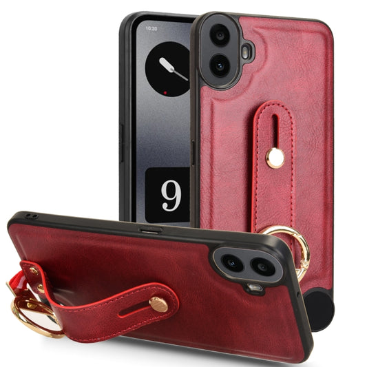 For Nothing CMF Phone 1 Wristband Leather Back Phone Case(Red) - More Brand by buy2fix | Online Shopping UK | buy2fix