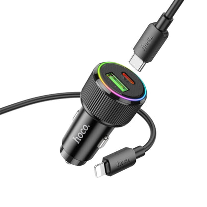 hoco NZ14A Guerrero PD20W + QC3.0 USB Car Charger with Type-C to 8 Pin Cable(Black) - Car Charger by hoco | Online Shopping UK | buy2fix