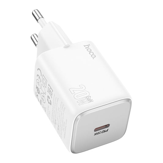 hoco N40 Mighty PD20W Single Type-C Port Charger, EU Plug(White) - USB Charger by hoco | Online Shopping UK | buy2fix