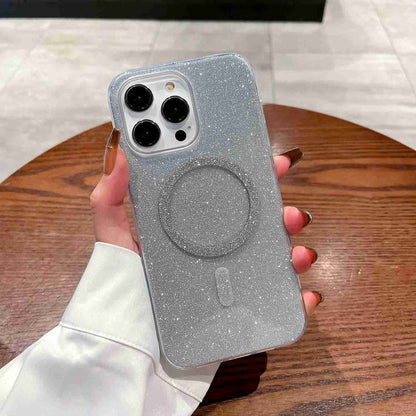 For iPhone 14 Pro Glitter MagSafe Magnetic TPU Phone Case(Silver) - iPhone 14 Pro Cases by buy2fix | Online Shopping UK | buy2fix