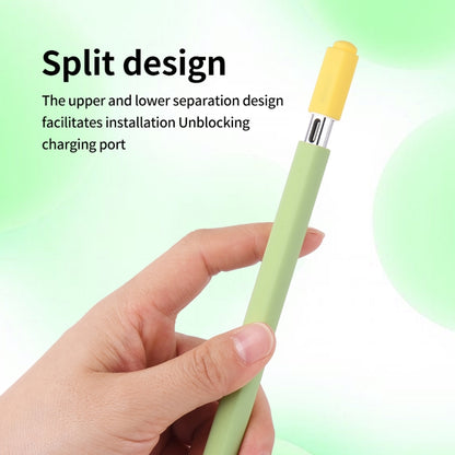 For Apple Pencil (USB-C) Double Cap Contrasting Color Silicone Protective Case(Matcha Green) - Pencil Accessories by buy2fix | Online Shopping UK | buy2fix