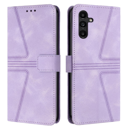 For Samsung Galaxy S24+ 5G Triangle Solid Color Leather Phone Case(Purple) - Galaxy S24+ 5G Cases by buy2fix | Online Shopping UK | buy2fix