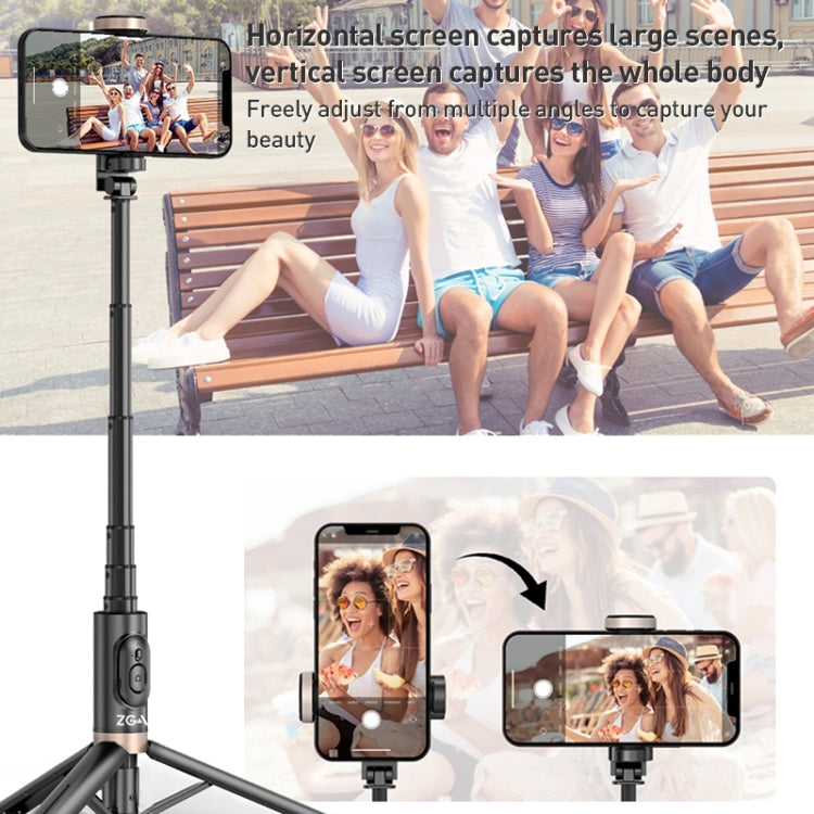 ZGA S02 Bluetooth Remote Control Hidden Tripod Selfie Stick(Black) - Selfie Sticks by ZGA | Online Shopping UK | buy2fix