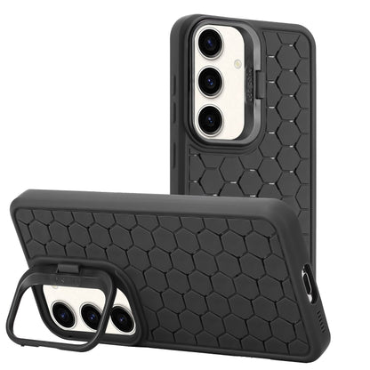 For Samsung Galaxy S24+ 5G Honeycomb Radiating Lens Holder TPU Phone Case(Black) - Galaxy S24+ 5G Cases by buy2fix | Online Shopping UK | buy2fix