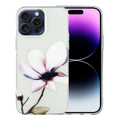 For iPhone 16 Pro Max Colorful Painting Pattern TPU Phone Case(White Flowers) - iPhone 16 Pro Max Cases by buy2fix | Online Shopping UK | buy2fix