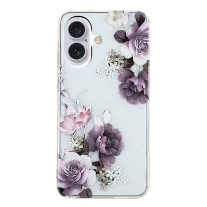 For iPhone 16 Colorful Painting Pattern TPU Phone Case(Peony) - iPhone 16 Cases by buy2fix | Online Shopping UK | buy2fix