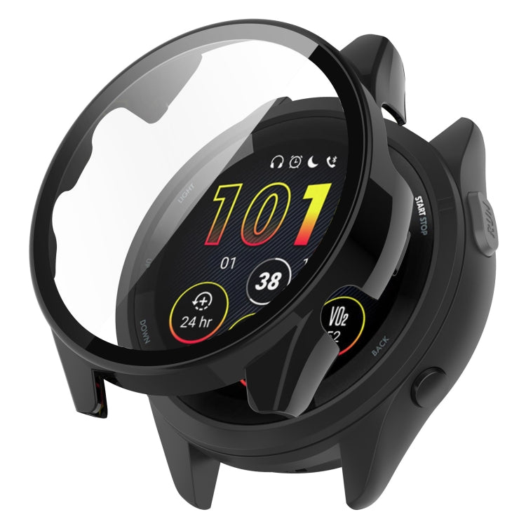 For Garmin Forerunner 165 / 165 Music PC + Tempered Film Integrated Watch Protective Case(Black) - Watch Cases by buy2fix | Online Shopping UK | buy2fix