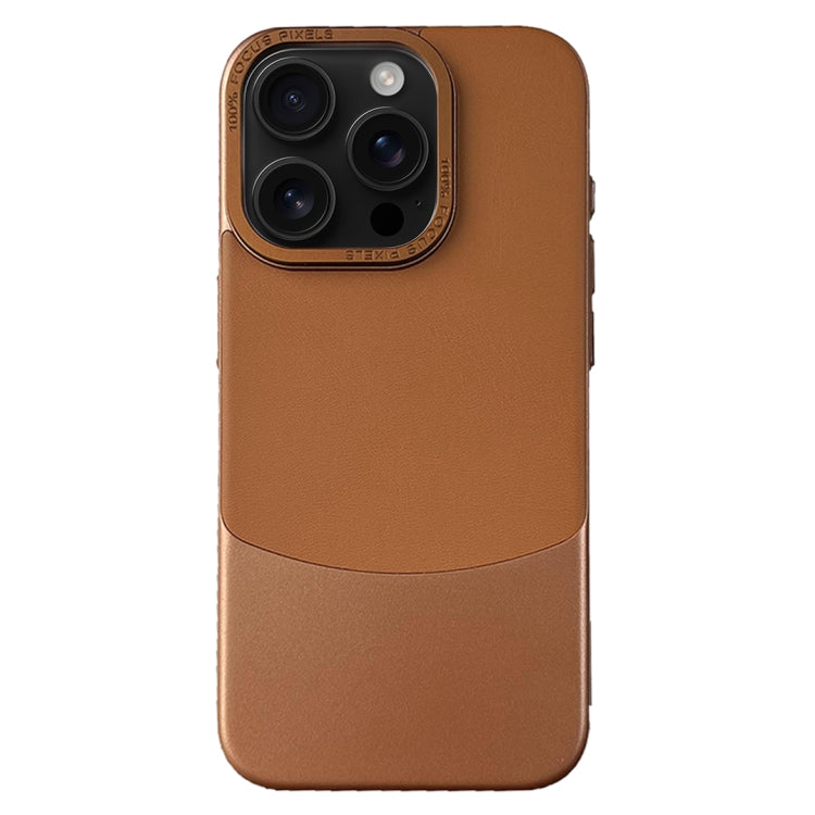 For iPhone 16 Pro Napa Texture PC + Leather Phone Case(Brown) - iPhone 16 Pro Cases by buy2fix | Online Shopping UK | buy2fix