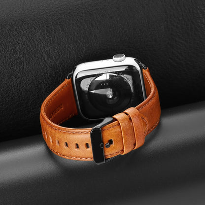 For Apple Watch Series 5 40mm DUX DUCIS Business Genuine Leather Watch Strap(Khaki) - Watch Bands by DUX DUCIS | Online Shopping UK | buy2fix