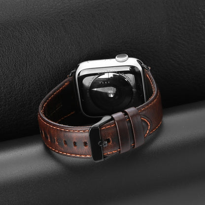 For Apple Watch Series 4 40mm DUX DUCIS Business Genuine Leather Watch Strap(Coffee) - Watch Bands by DUX DUCIS | Online Shopping UK | buy2fix