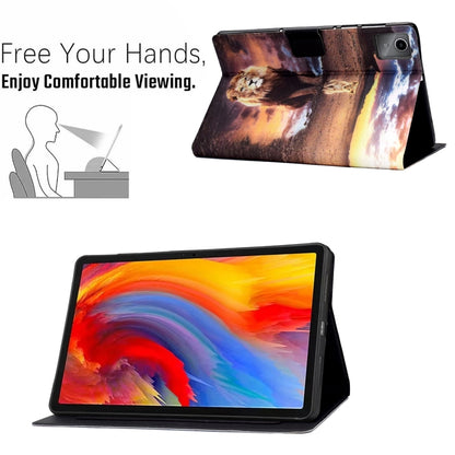 For Lenovo Tab M11 / Xiaoxin Pad 11 2024 Electric Pressed Colored Drawing Smart Leather Tablet Case(Leopard and Lion) - Lenovo by buy2fix | Online Shopping UK | buy2fix