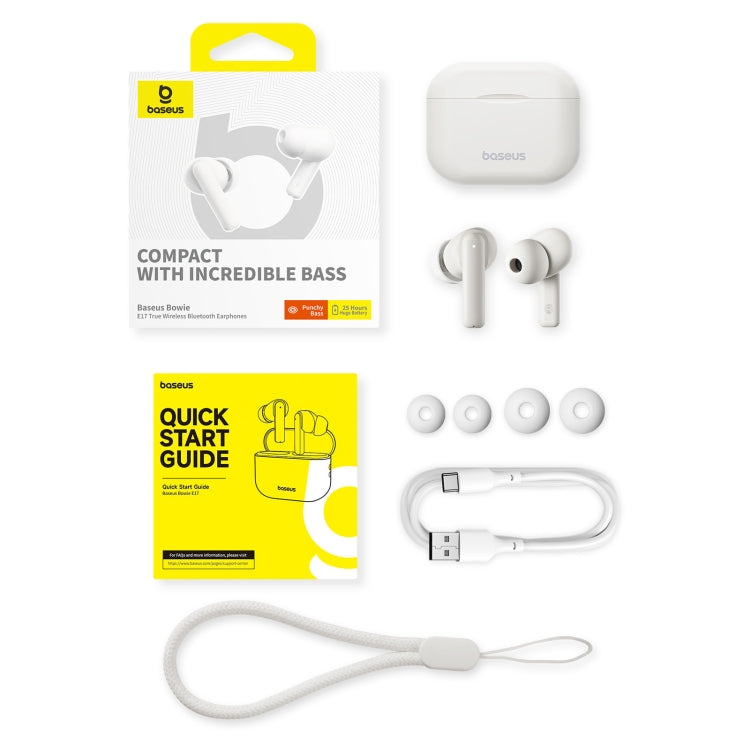 Baseus Bowie E17 True Wireless Bluetooth Earphones(Stellar White) - Bluetooth Earphone by Baseus | Online Shopping UK | buy2fix