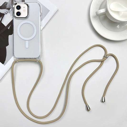 For iPhone 11 MagSafe Magnetic PC + TPU Phone Case with Lanyard(Khaki) - iPhone 11 Cases by buy2fix | Online Shopping UK | buy2fix