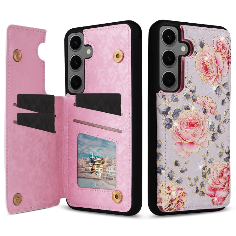 For Samsung Galaxy S25+ 5G Printed Double Buckle RFID Anti-theft Phone Case(Pastoral Rose) - Galaxy S25+ 5G Cases by buy2fix | Online Shopping UK | buy2fix