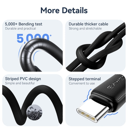 USAMS US-SJ693 USB to USB-C / Type-C 3A Striped Fast Charge Data Cable, Length:2m(Blue) - USB-C & Type-C Cable by USAMS | Online Shopping UK | buy2fix