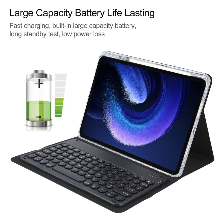 For Xiaomi Pad 6 Round Button Bluetooth Keyboard Rotatable Holder Leather Case(Black) - Others Keyboard by buy2fix | Online Shopping UK | buy2fix