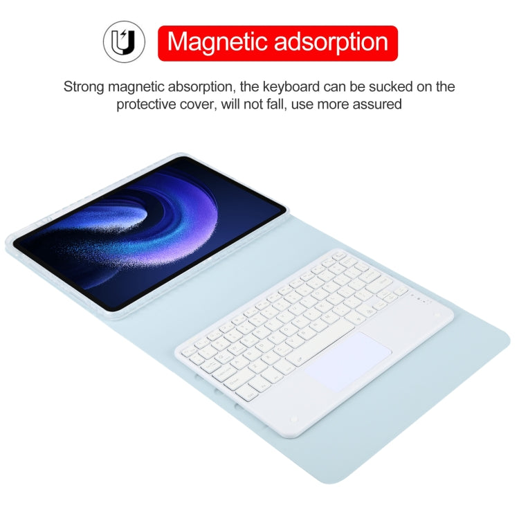 For Xiaomi Pad 6 Square Button Bluetooth Keyboard Rotatable Holder Leather Case with Touchpad(Sky Blue) - Others Keyboard by buy2fix | Online Shopping UK | buy2fix