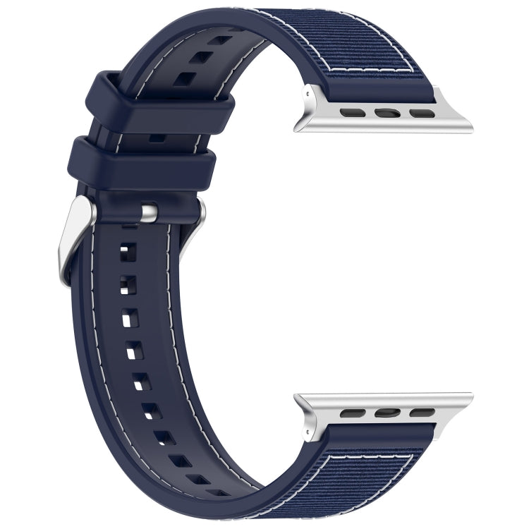 For Apple Watch Ultra 2 49mm Ordinary Buckle Hybrid Nylon Braid Silicone Watch Band(Midnight Blue) - Watch Bands by buy2fix | Online Shopping UK | buy2fix