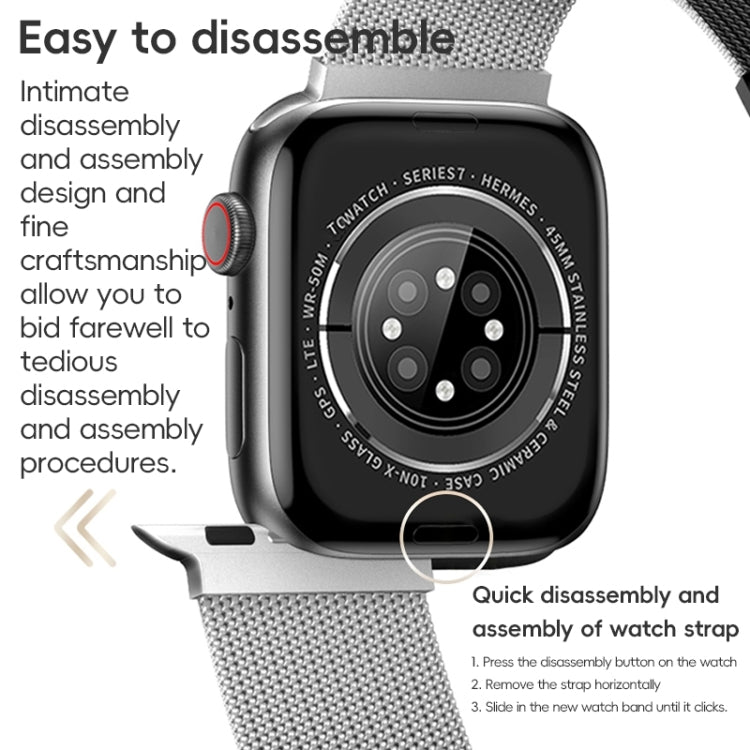 For Apple Watch Series 4 44mm ZGA Milanese Magnetic Metal Watch Band(Silver) - Watch Bands by ZGA | Online Shopping UK | buy2fix