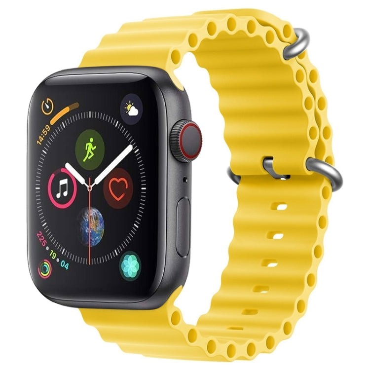 For Apple Watch Series 4 44mm ZGA Ocean Silicone Watch Band(Yellow) - Watch Bands by ZGA | Online Shopping UK | buy2fix