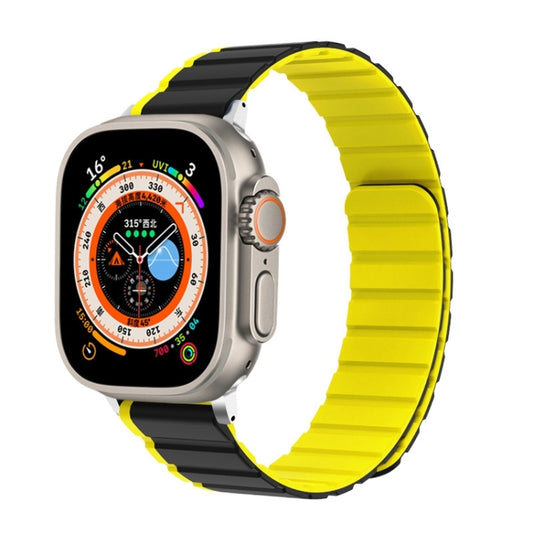 For Apple Watch Ultra 2 49mm ZGA Two Color Magnetic Silicone Watch Band(Grey+Yellow) - Watch Bands by ZGA | Online Shopping UK | buy2fix