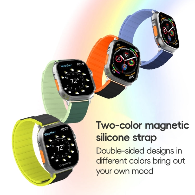 For Apple Watch Series 10 46mm ZGA Two Color Magnetic Silicone Watch Band(Dark Green+Light Green) - Watch Bands by ZGA | Online Shopping UK | buy2fix