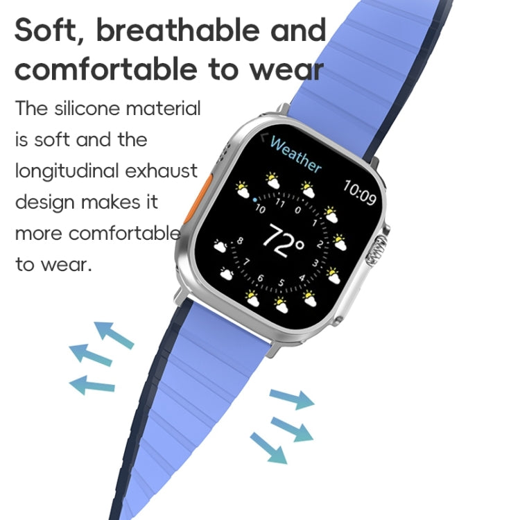 For Apple Watch Ultra 2 49mm ZGA Two Color Magnetic Silicone Watch Band(Dark Blue+Light Blue) - Watch Bands by ZGA | Online Shopping UK | buy2fix