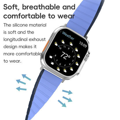 For Apple Watch Series 9 45mm ZGA Two Color Magnetic Silicone Watch Band(Dark Blue+Light Blue) - Watch Bands by ZGA | Online Shopping UK | buy2fix