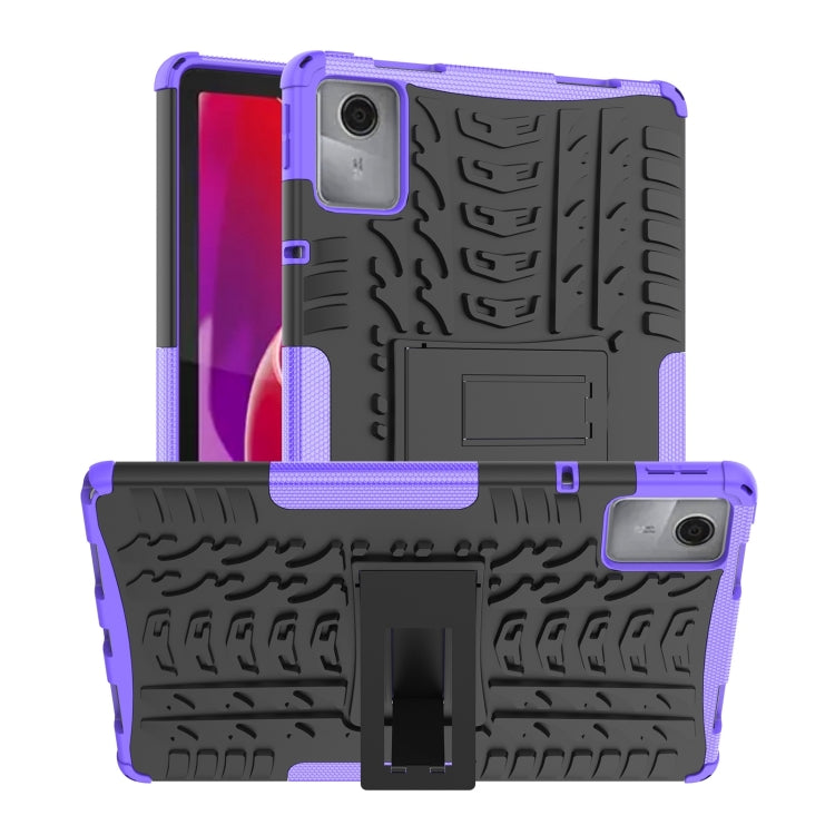 For Lenovo Tab M11/ Xiaoxin Pad 11 2024 Tire Texture TPU Hybrid PC Tablet Case with Holder(Purple) - Lenovo by buy2fix | Online Shopping UK | buy2fix