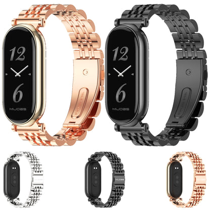 For Xiaomi Mi Band 8 / 9 / 9 NFC Mijobs GT4 Seven Beads Metal Watch Band(Black) - Watch Bands by MIJOBS | Online Shopping UK | buy2fix