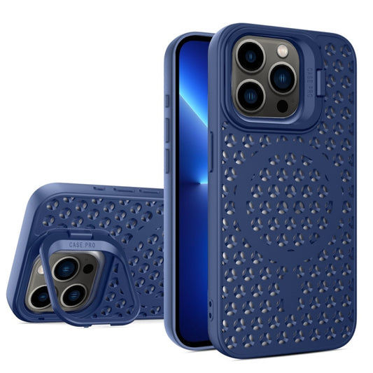 For iPhone 13 Pro Hollow Cooling Lens Holder MagSafe Magnetic TPU Phone Case(Blue) - iPhone 13 Pro Cases by buy2fix | Online Shopping UK | buy2fix