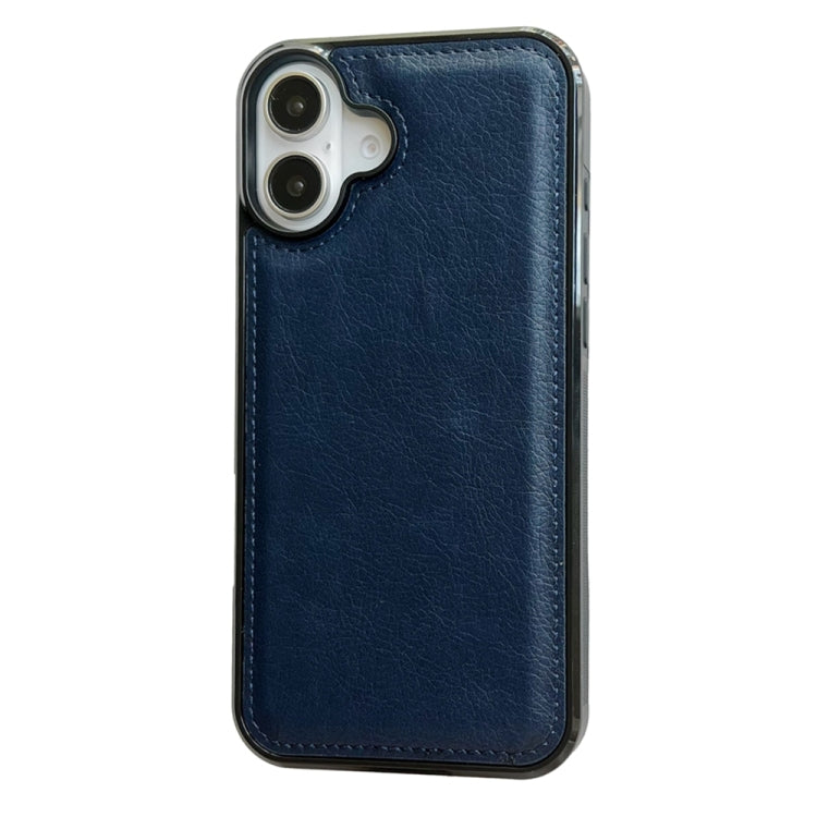 For iPhone 16 Cowhide Texture Back Cover Phone Case(Royal Blue) - iPhone 16 Cases by buy2fix | Online Shopping UK | buy2fix