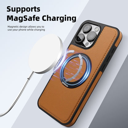 For iPhone 14 Plus Yashi 360 Degree Rotating MagSafe Bracket Phone Case(Brown) - iPhone 14 Plus Cases by buy2fix | Online Shopping UK | buy2fix