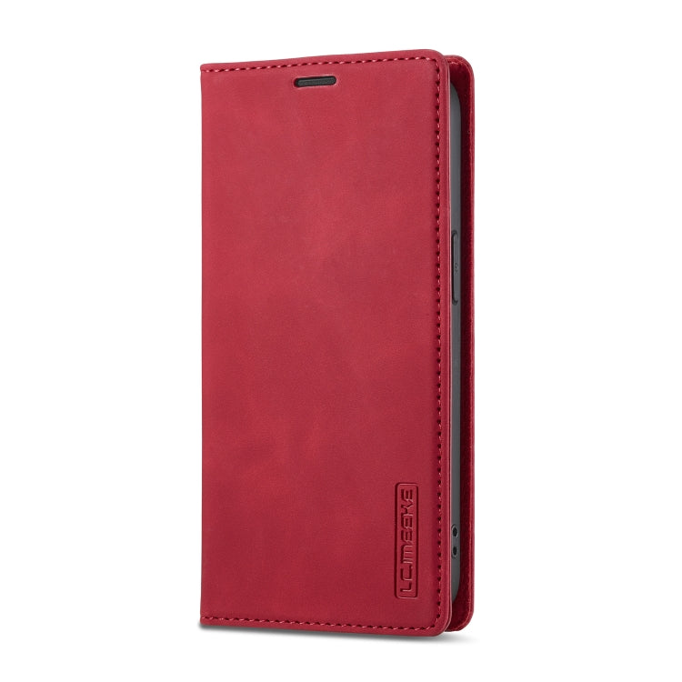 For iPhone 16e LC.IMEEKE Strong Magnetism Microfiber Leather Phone Case(Red) - iPhone 16e Cases by LC.IMEEKE | Online Shopping UK | buy2fix