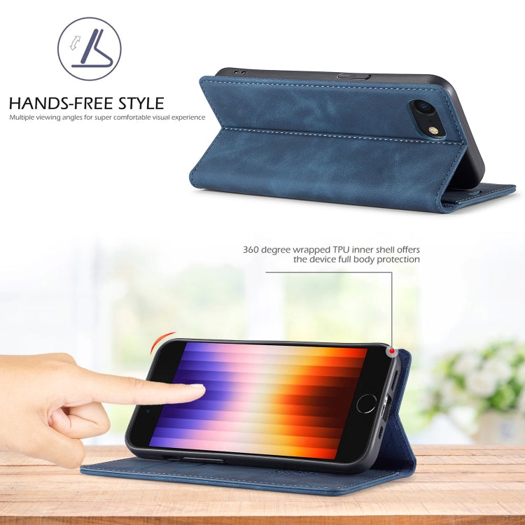 For iPhone SE 2024 LC.IMEEKE Strong Magnetic Leather Phone Case with Holder & Card Slots & Wallet(Blue) - More iPhone Cases by LC.IMEEKE | Online Shopping UK | buy2fix